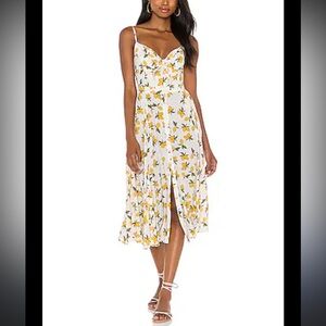Yumi Kim White and Yellow lemon Midi Dress Pretty woman